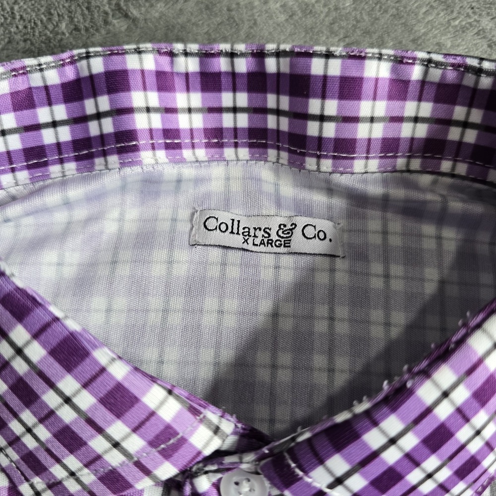 Men's Purple Check Performance Polo - Picture 10 of 16